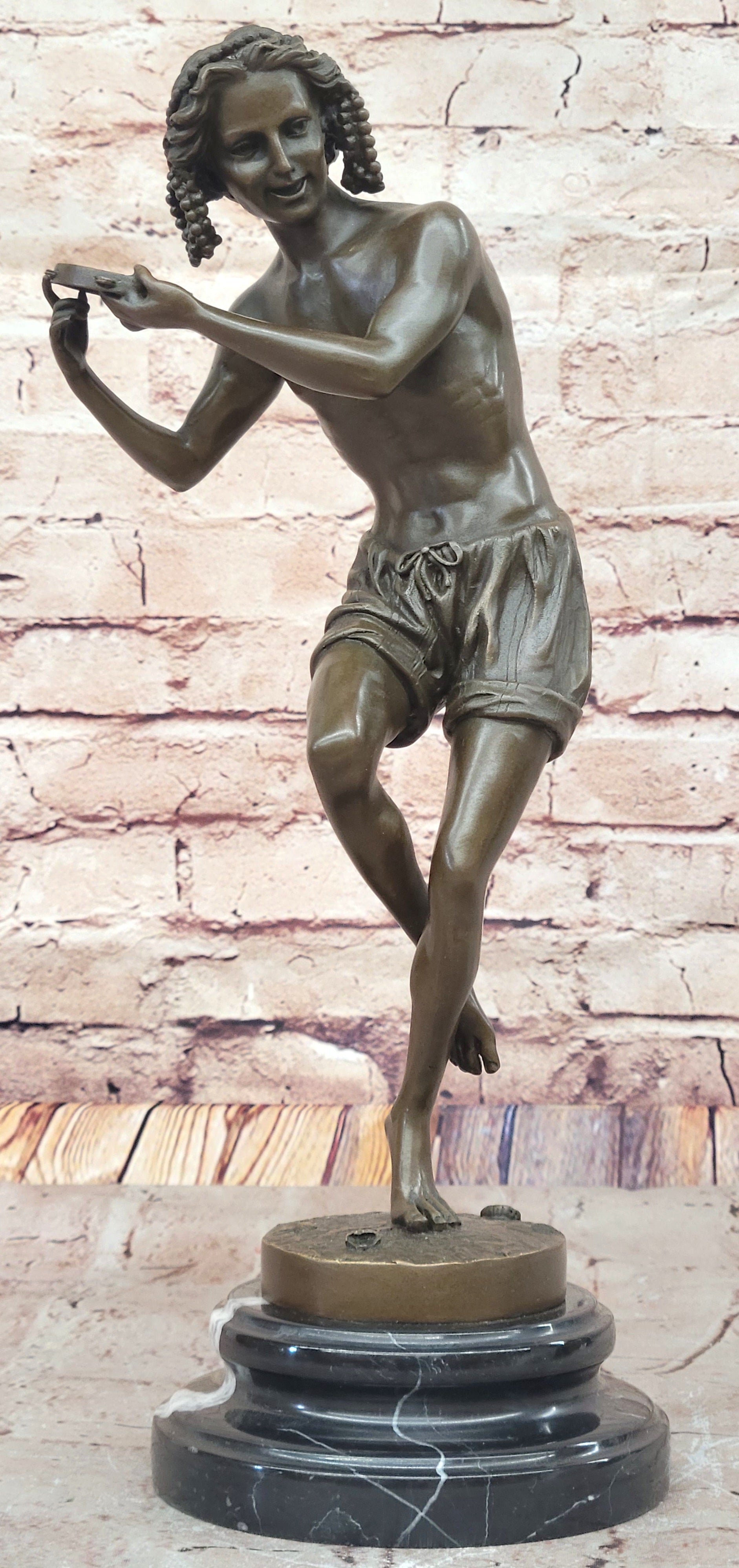 Francois Duret Bronze Sculpture – Playful Tambourine Dancer