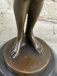 Bronze Exotic Dancer Sculpture with Scarf on Marble Base