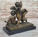 Three Cherubim Winged Cherub Baby Angel Sculpture on Marble Base