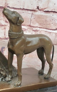 Bronze Statue: Art Deco Woman with Greyhounds Signed Milo Hand Made Artwork