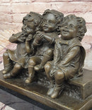 'Watching Something' Bronze Sculpture of Three Children Laughing and Sitting by Juan Clara