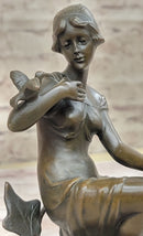Signed 1930 Style Exotic Sexy Girl Bronze Sculpture Figure