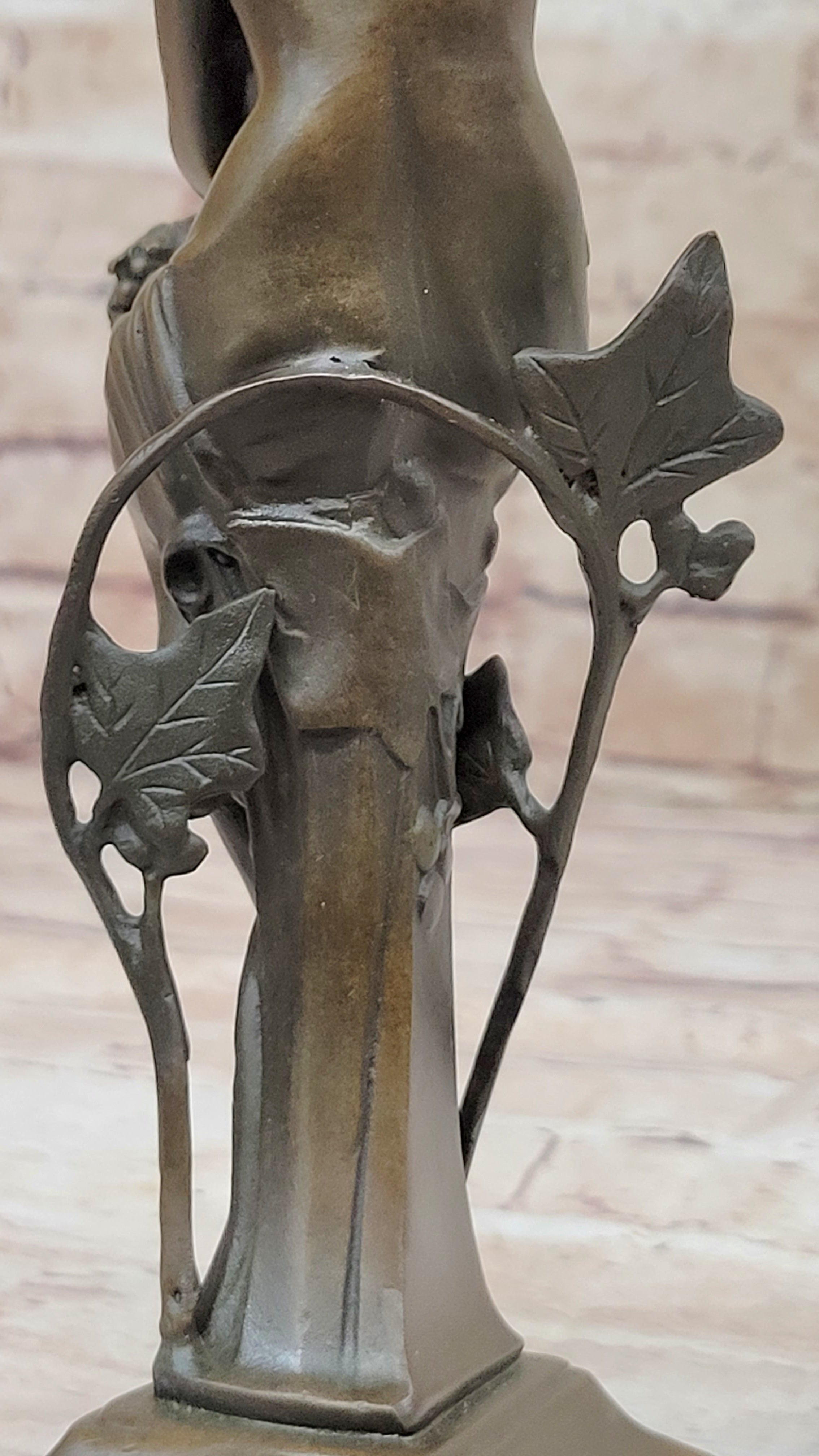 Signed 1930 Style Exotic Sexy Girl Bronze Sculpture Figure