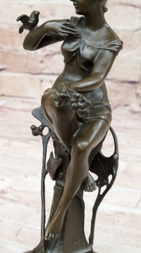 Signed 1930 Style Exotic Sexy Girl Bronze Sculpture Figure