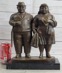 Fernando Botero Married Couple Man & Woman Bronze Metal Sculpture