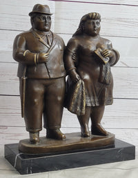 Fernando Botero Married Couple Man & Woman Bronze Metal Sculpture