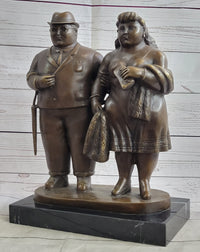 Fernando Botero Married Couple Man & Woman Bronze Metal Sculpture