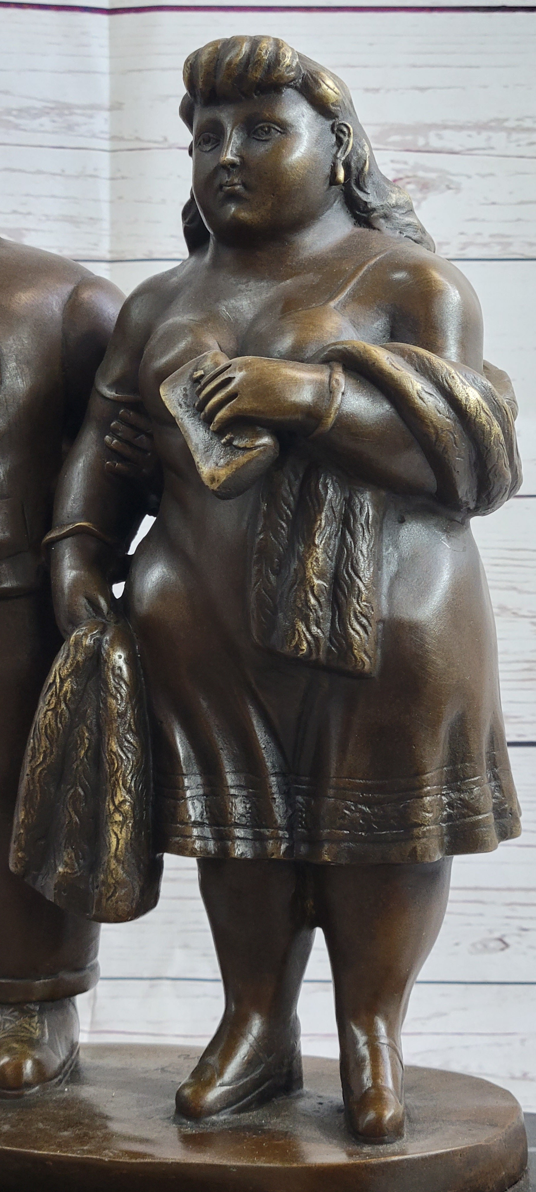Fernando Botero Married Couple Man & Woman Bronze Metal Sculpture