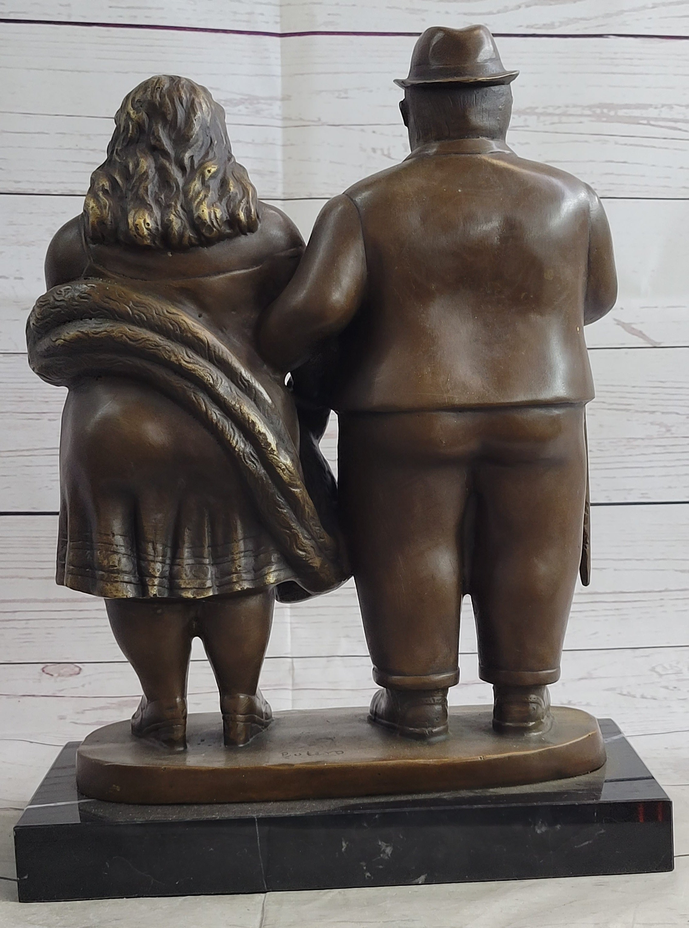 Fernando Botero Married Couple Man & Woman Bronze Metal Sculpture