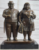 Fernando Botero Married Couple Man & Woman Bronze Metal Sculpture