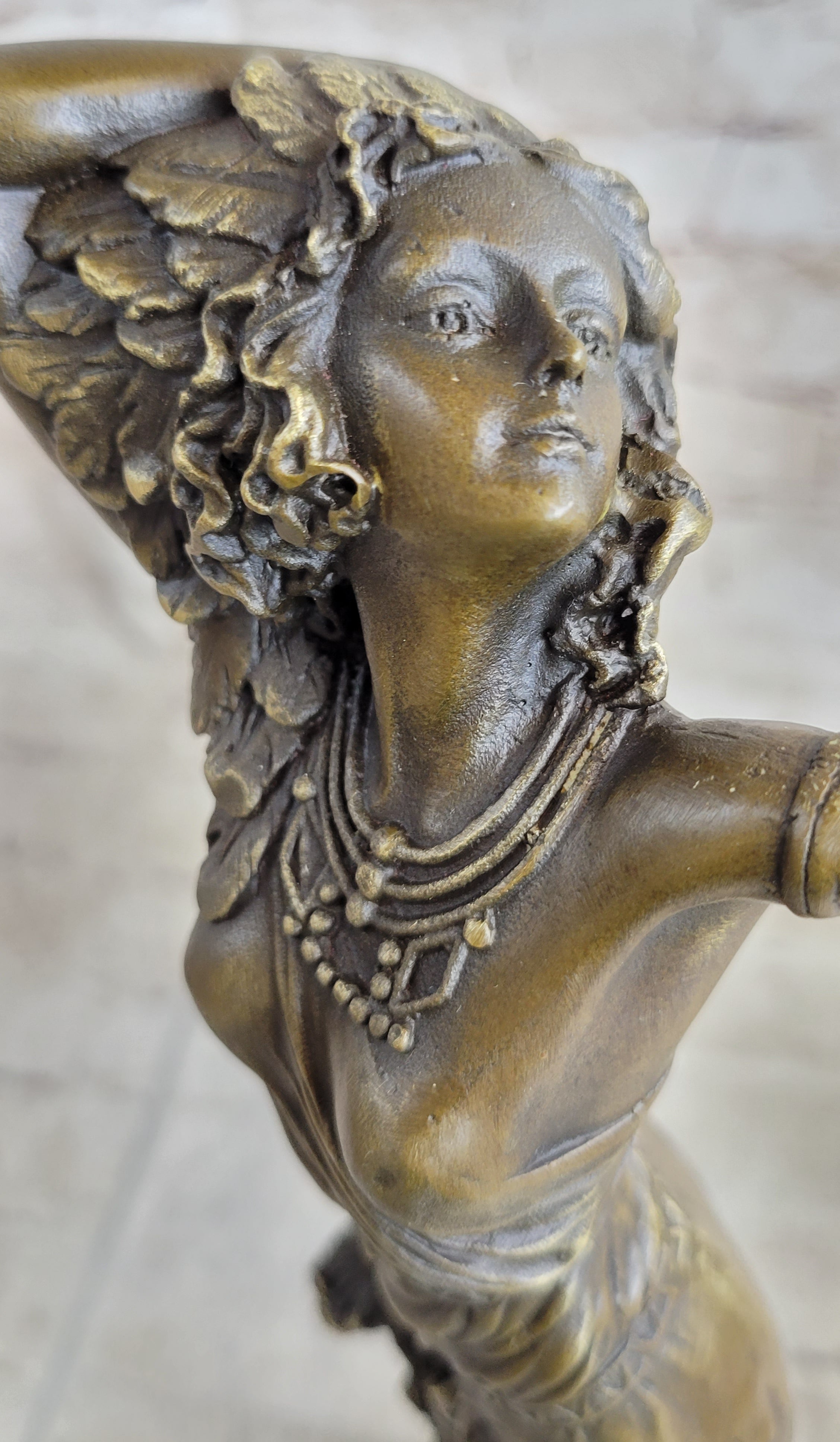 Semi Nude Female Dancer Art Deco Bronze Sculpture Statue Figure on Marble Base