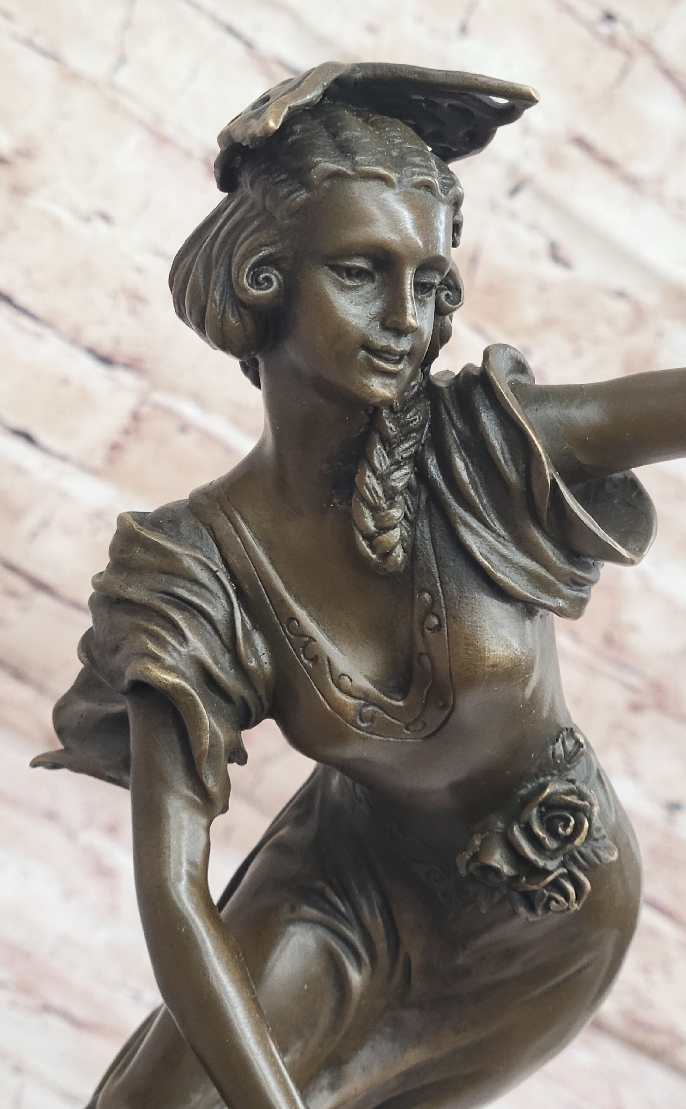 Spanish Flamenco Dancer - Bronze Sculpture on Marble Base
