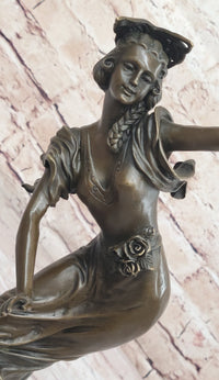 Spanish Flamenco Dancer - Bronze Sculpture on Marble Base