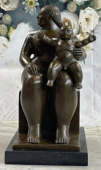 Large Botero Bronze Mother with Child Nudes Sculpture Figure NR