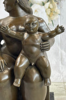Large Botero Bronze Mother with Child Nudes Sculpture Figure NR