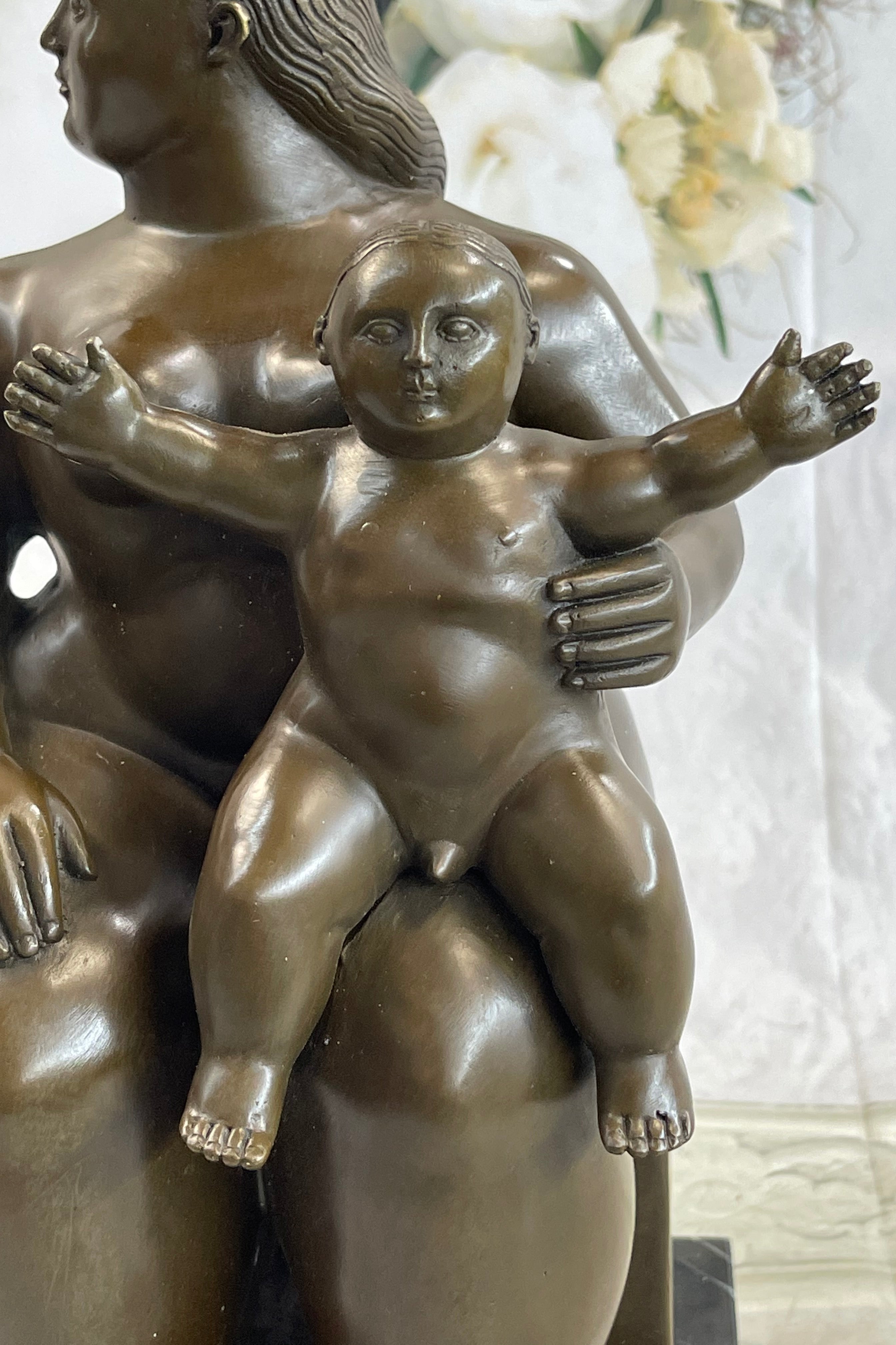 Large Botero Bronze Mother with Child Nudes Sculpture Figure NR