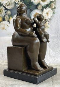 Large Botero Bronze Mother with Child Nudes Sculpture Figure NR