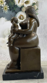 Large Botero Bronze Mother with Child Nudes Sculpture Figure NR