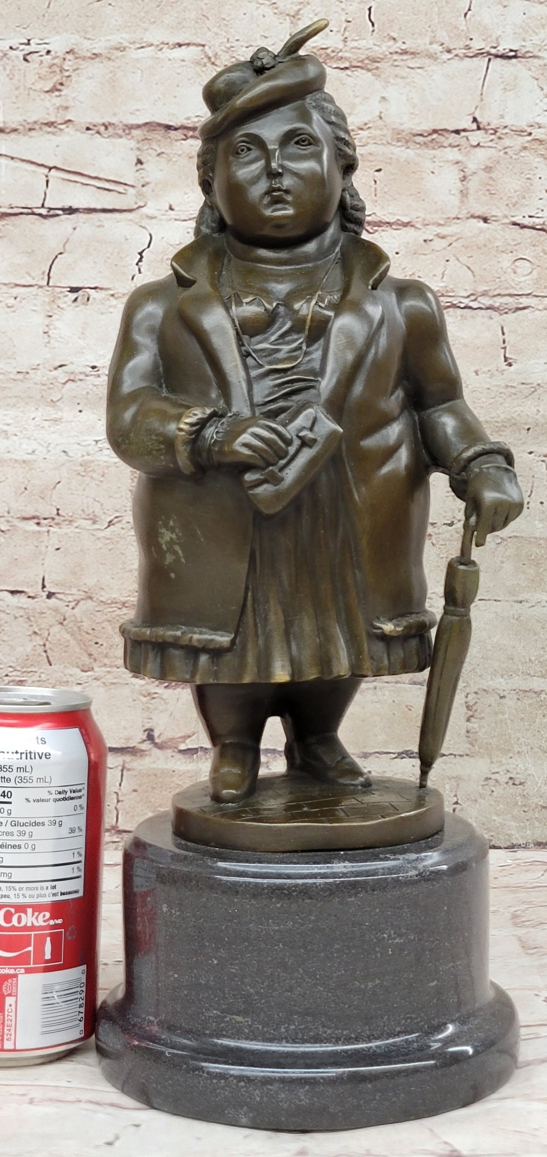 Woman with Umbrella Abstract Bronze Sculpture Fernando Botero