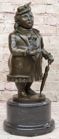 Woman with Umbrella Abstract Bronze Sculpture Fernando Botero