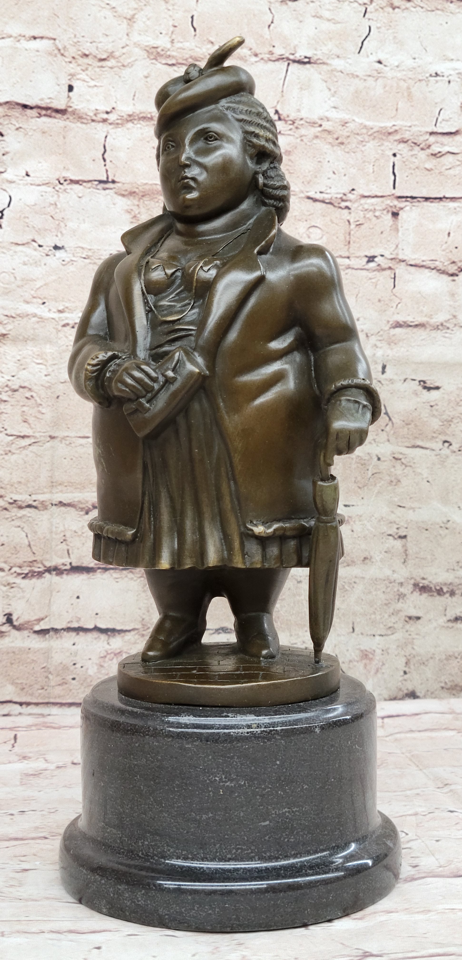 Woman with Umbrella Abstract Bronze Sculpture Fernando Botero