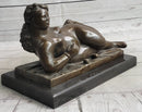 Nude Female Figure Woman Laying on her Side by Fernando Botero Bronze Sculpture