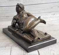 Nude Female Figure Woman Laying on her Side by Fernando Botero Bronze Sculpture