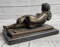 Nude Female Figure Woman Laying on her Side by Fernando Botero Bronze Sculpture