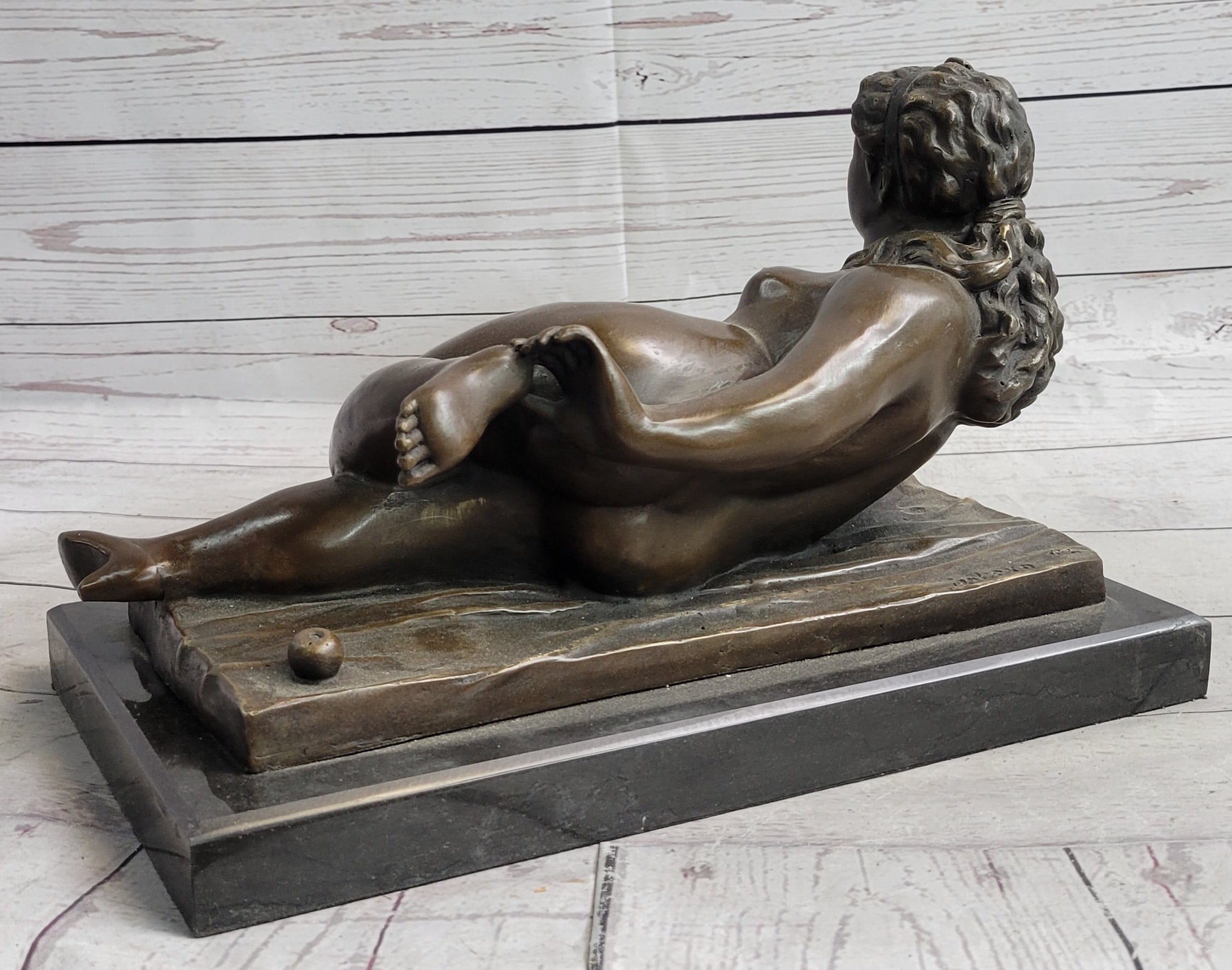 Nude Female Figure Woman Laying on her Side by Fernando Botero Bronze Sculpture