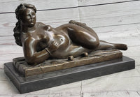 Nude Female Figure Woman Laying on her Side by Fernando Botero Bronze Sculpture