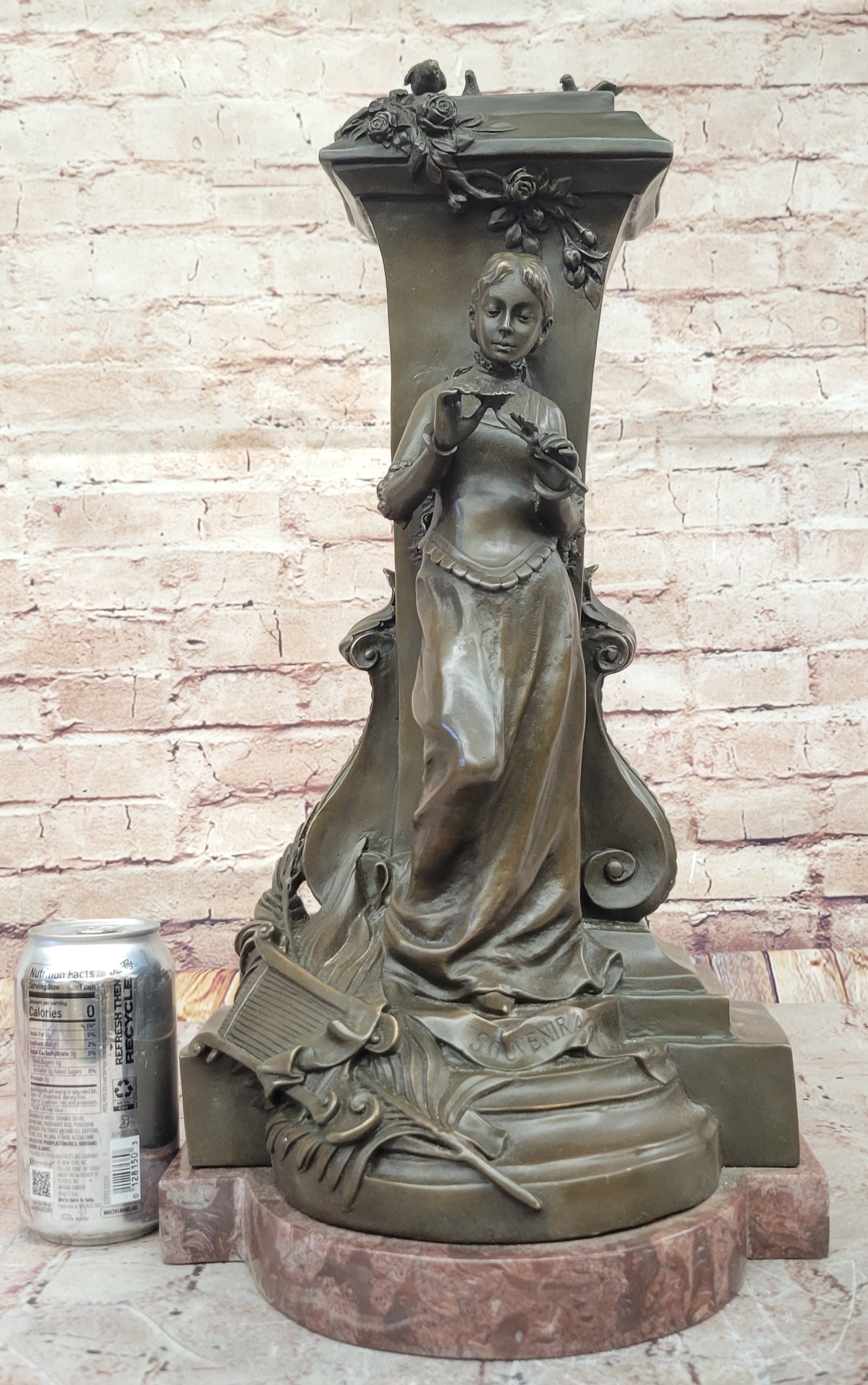 A Maiden Holding a Flower 'Souvenir' by Charles Gounod Bronze