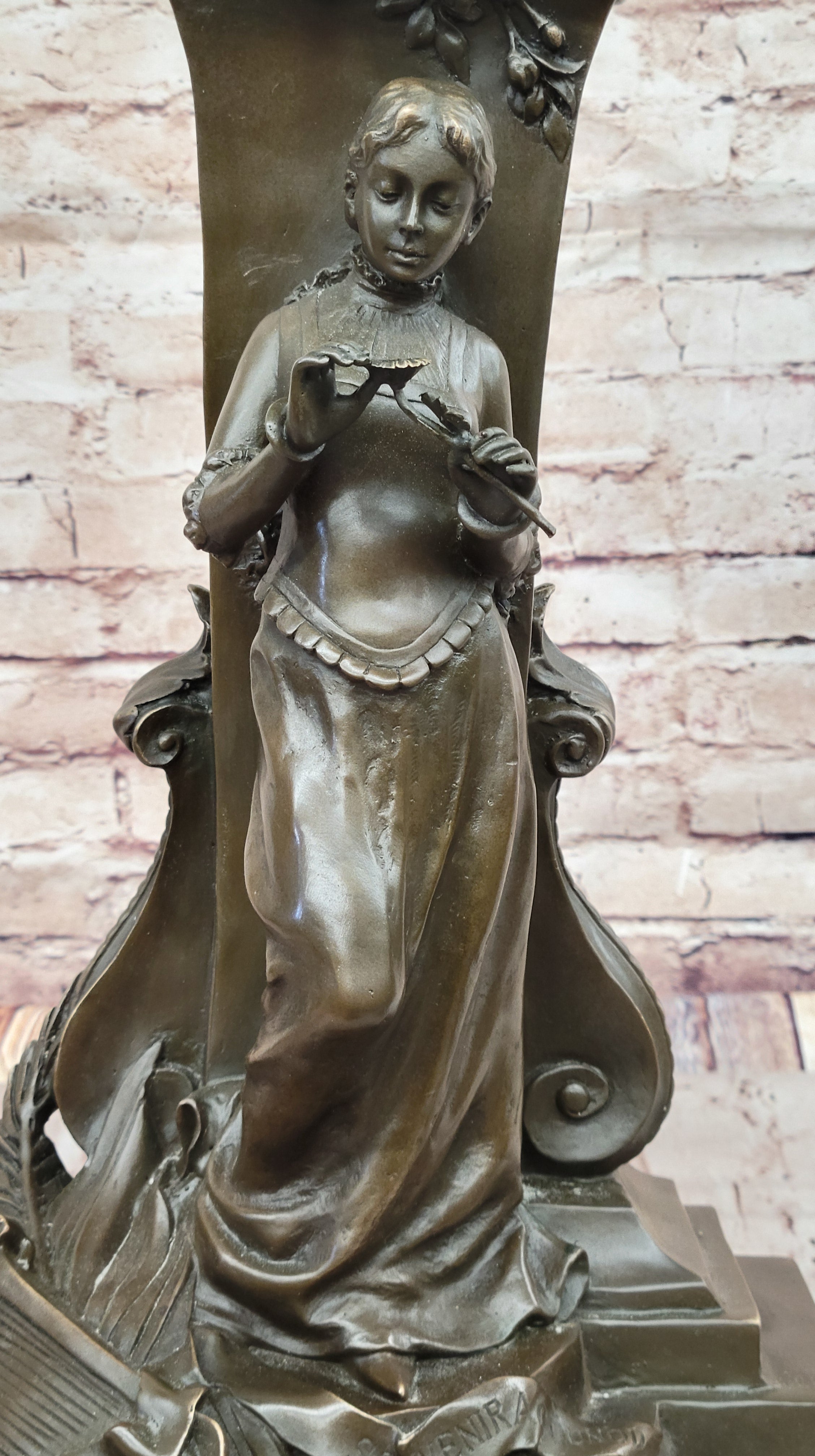 A Maiden Holding a Flower 'Souvenir' by Charles Gounod Bronze