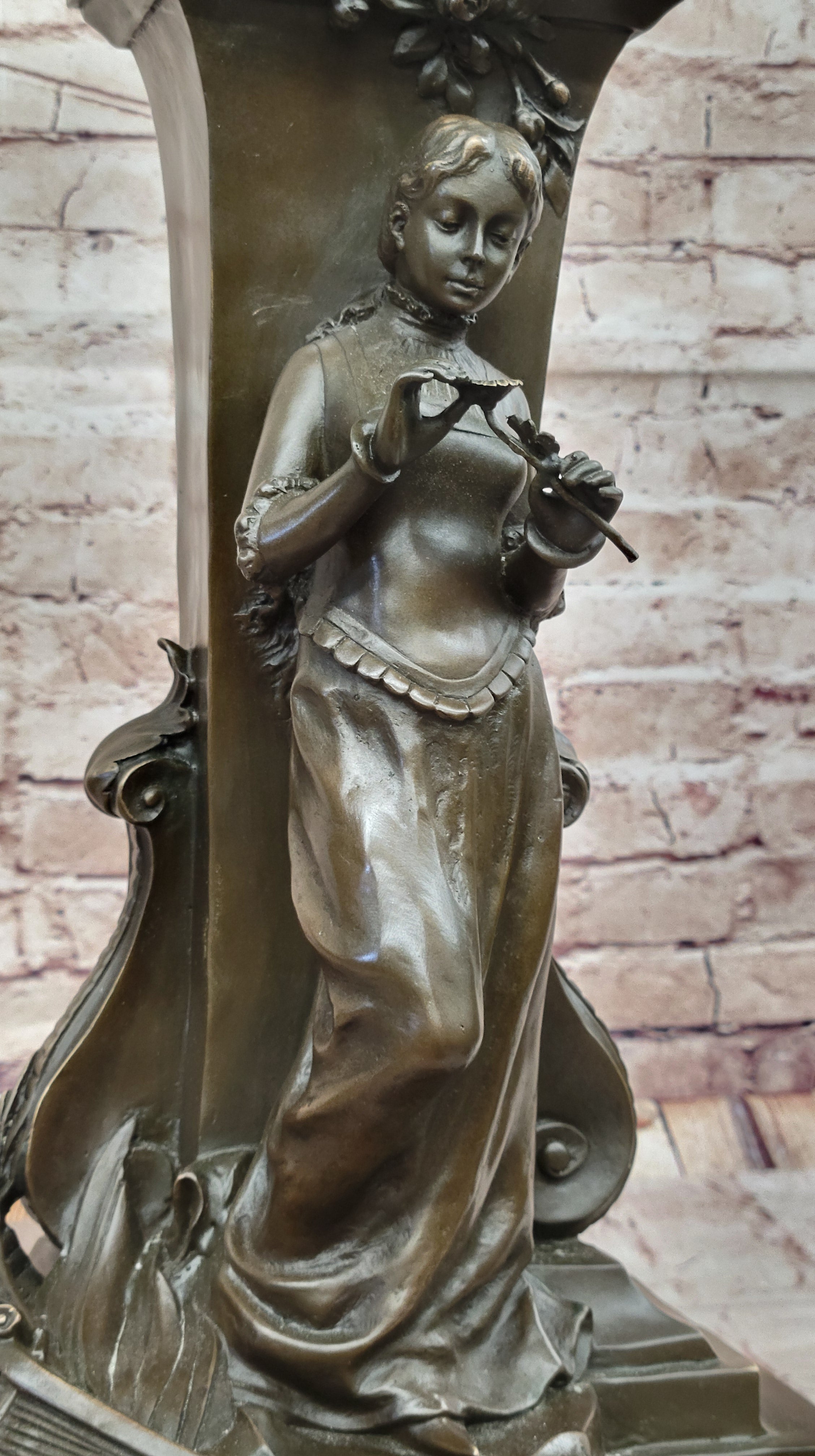 A Maiden Holding a Flower 'Souvenir' by Charles Gounod Bronze