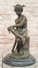 Signed Miguel Lopez (Milo) Seated Mercury Bronze Sculpture Hand Made Statue