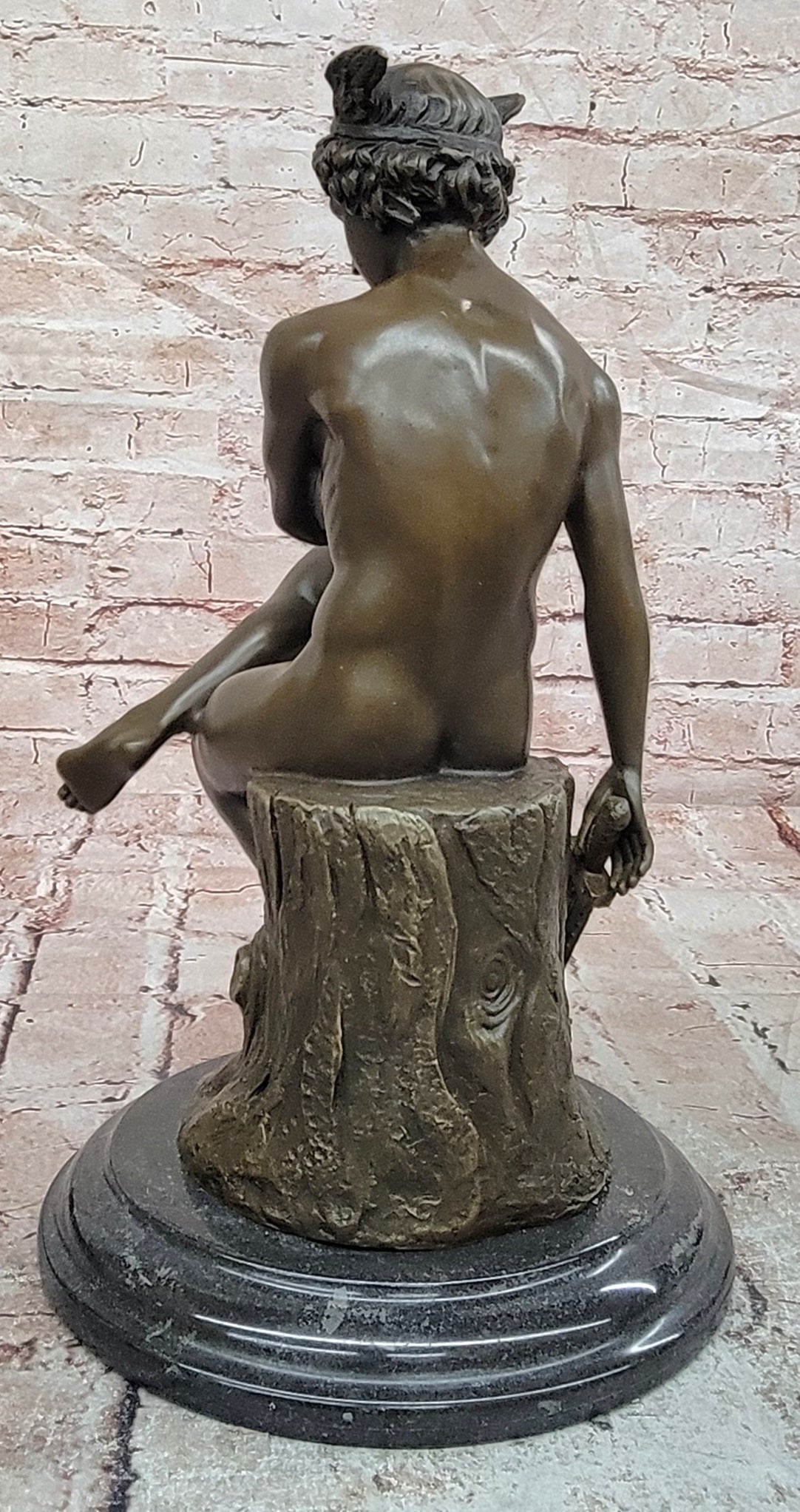Signed Miguel Lopez (Milo) Seated Mercury Bronze Sculpture Hand Made Statue