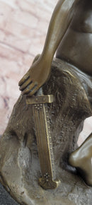 Signed Miguel Lopez (Milo) Seated Mercury Bronze Sculpture Hand Made Statue