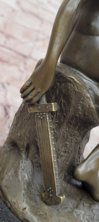 Signed Miguel Lopez (Milo) Seated Mercury Bronze Sculpture Hand Made Statue