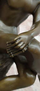 Signed Miguel Lopez (Milo) Seated Mercury Bronze Sculpture Hand Made Statue