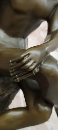 Signed Miguel Lopez (Milo) Seated Mercury Bronze Sculpture Hand Made Statue