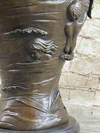 Poseidon Merman Mermaid Bacchus Bronze Jug Urn 14" x 10"