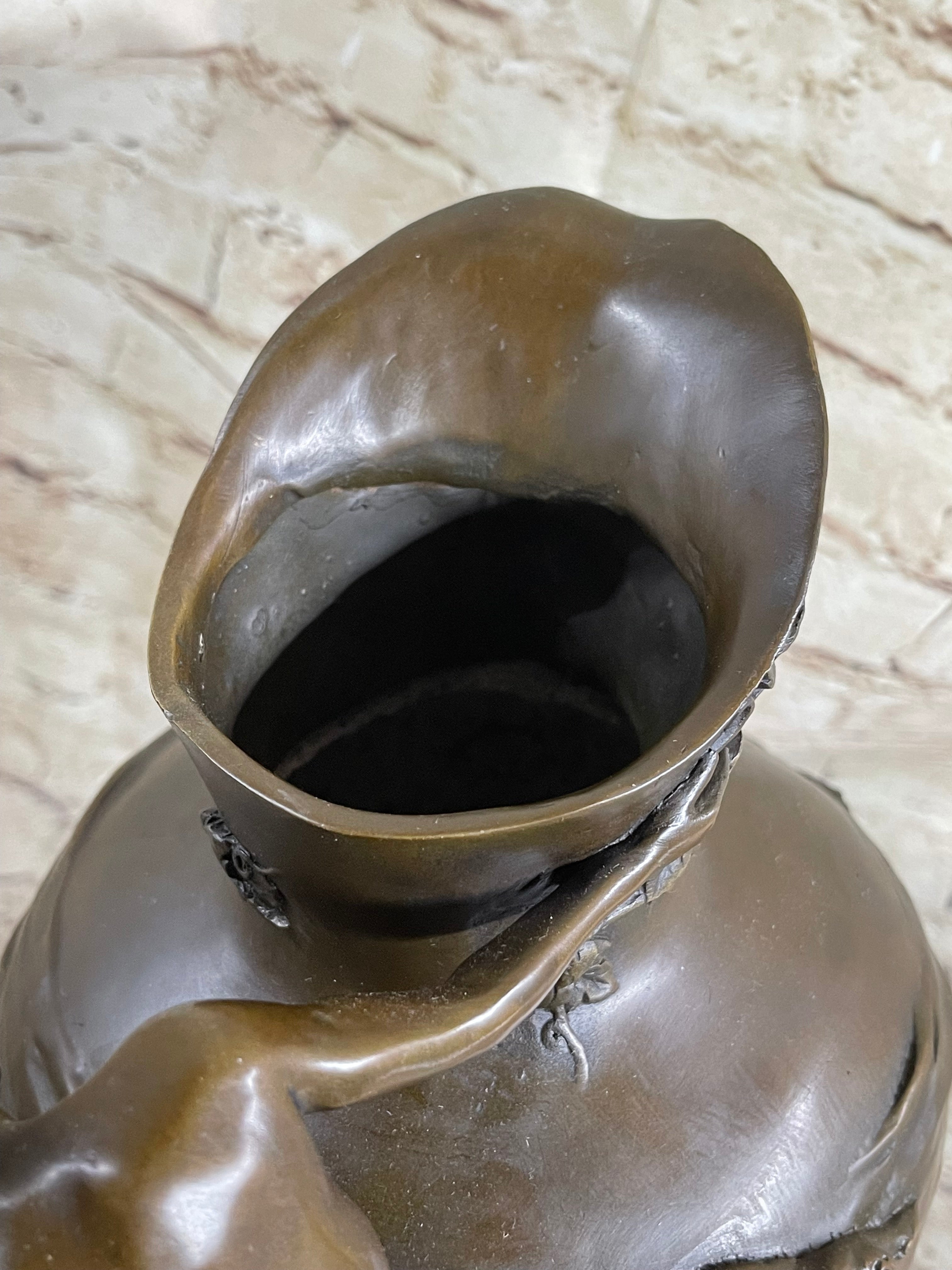 Poseidon Merman Mermaid Bacchus Bronze Jug Urn 14" x 10"