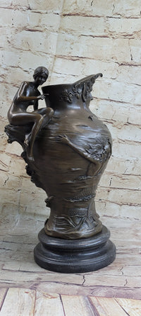 Bronze Art Nouveau Vase by Moreau with Satyr and Nymphs