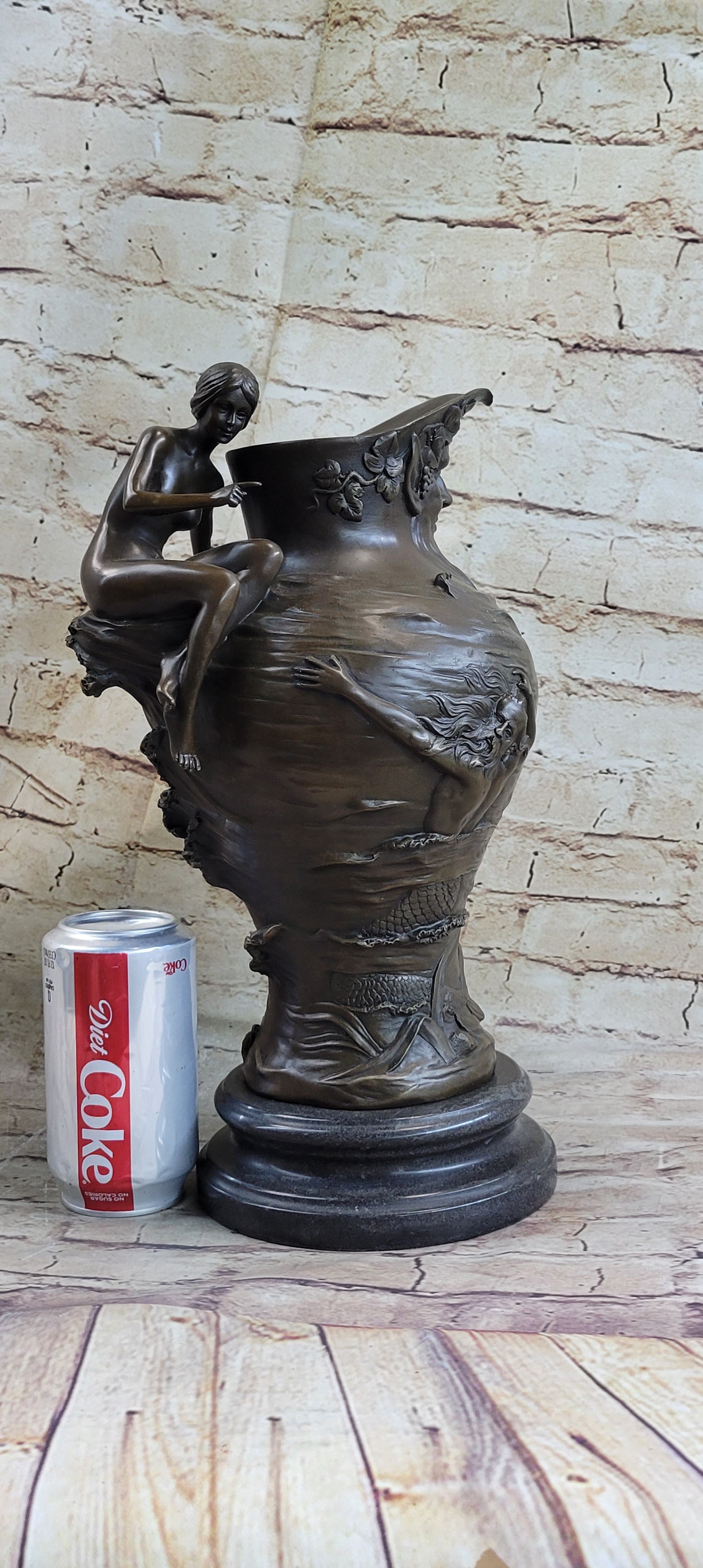 Bronze Art Nouveau Vase by Moreau with Satyr and Nymphs