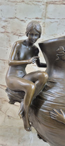 Bronze Art Nouveau Vase by Moreau with Satyr and Nymphs