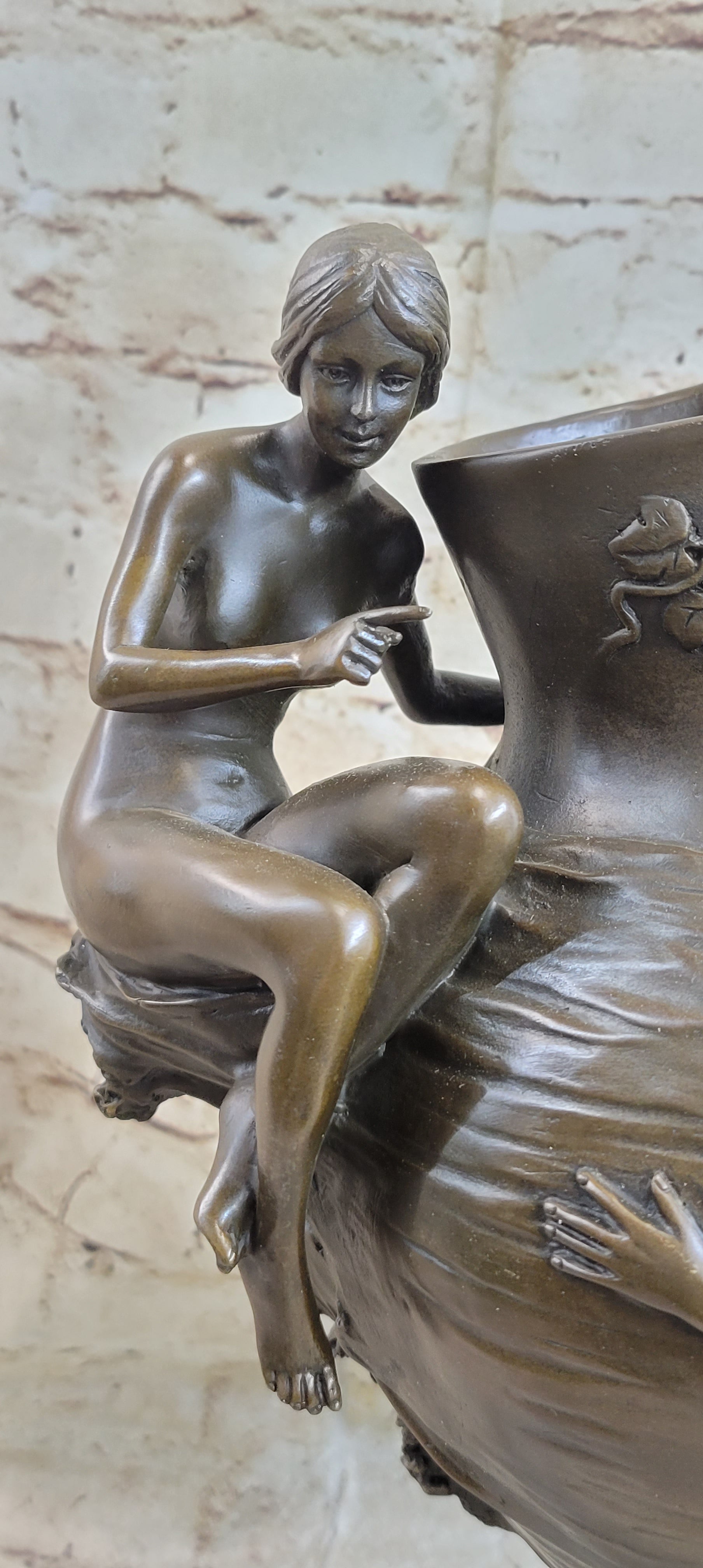 Bronze Art Nouveau Vase by Moreau with Satyr and Nymphs