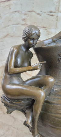 Bronze Art Nouveau Vase by Moreau with Satyr and Nymphs