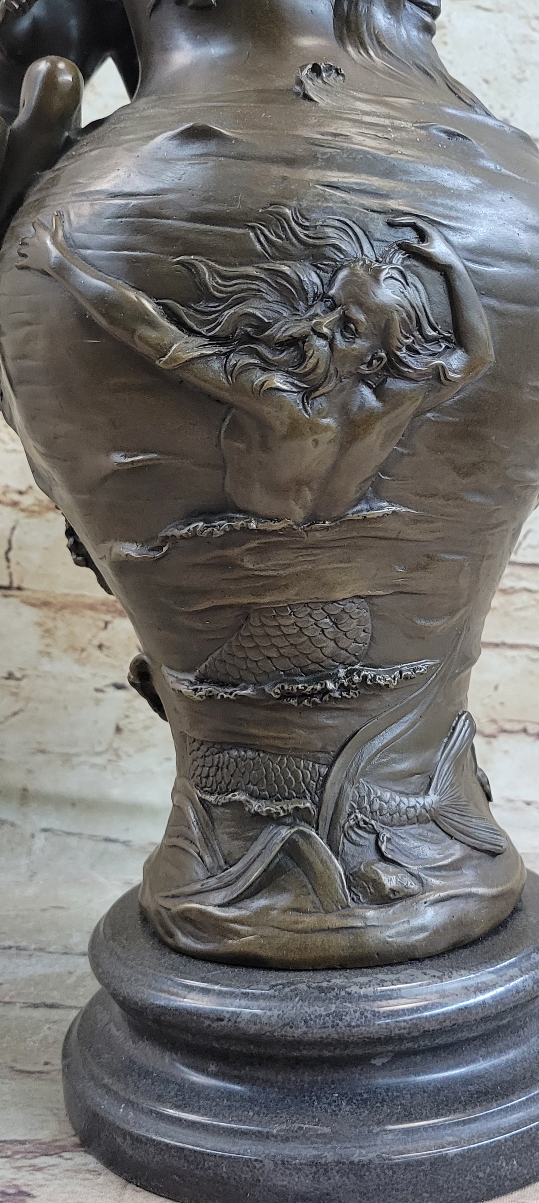 Bronze Art Nouveau Vase by Moreau with Satyr and Nymphs