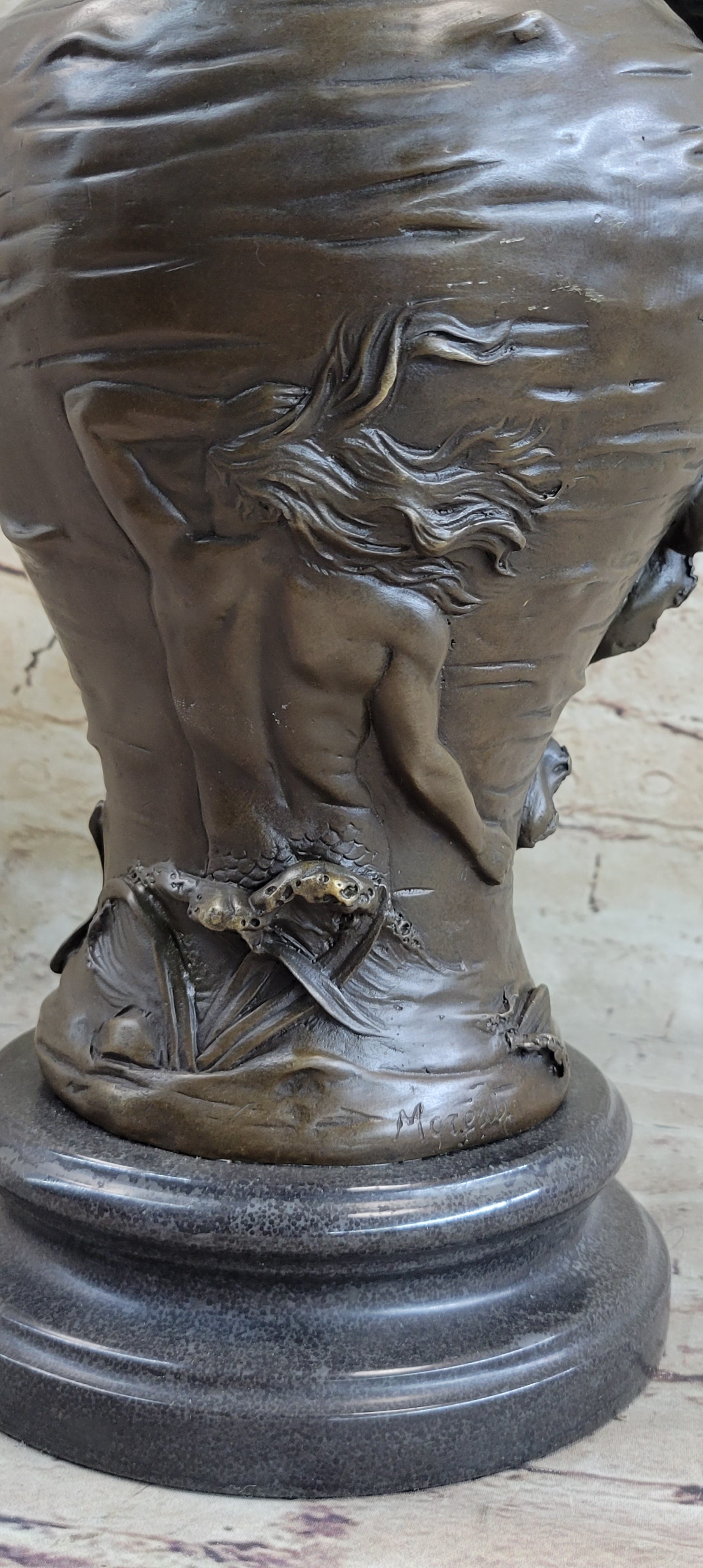 Bronze Art Nouveau Vase by Moreau with Satyr and Nymphs