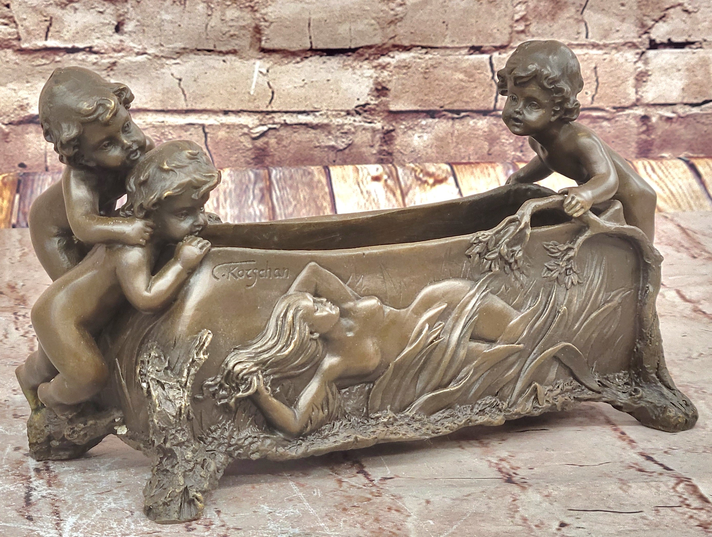 C. Korschann Bronze Planter – Cherubs and Nymphs Art Nouveau