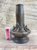 Bronze Vase w/ Frogs on Lilly Pads Signed Jean Bunand